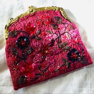 Vintage Crossbody Beaded Silk Mini Purse Bag Party